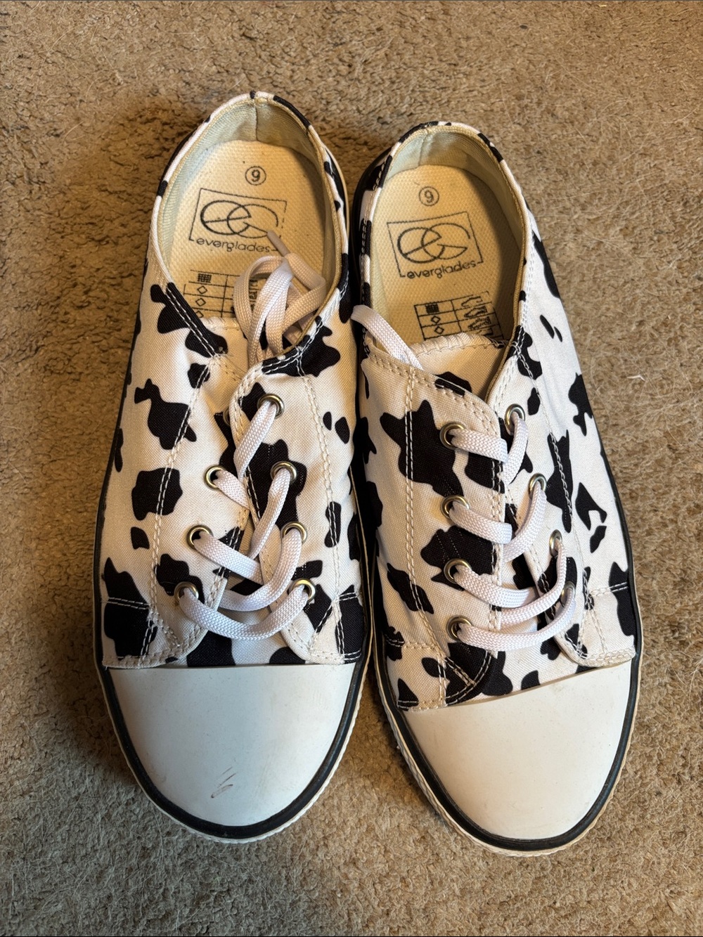 Cow Print Canvas Sneakers - White & Black